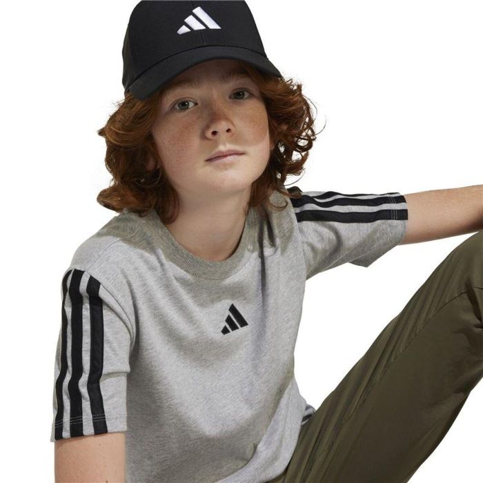 T shirt à manches courtes Enfant Adidas 3stripes Noir Gris clair L 2