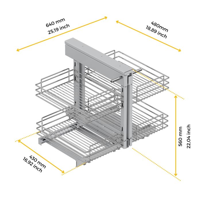 Emuca Système d'angle extractible pour meuble de cuisine Suprastar, acier, chrome 6
