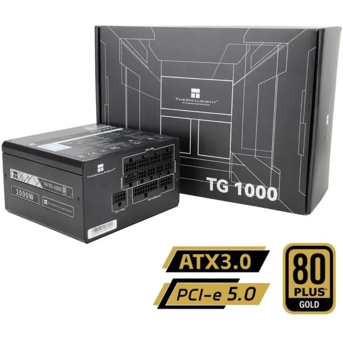Thermalright TG1000 - Alimentation PC 1000 W 80+ Gold Full Modulaire ATX3.0 Compatible PCI-E 5.0 - Noir