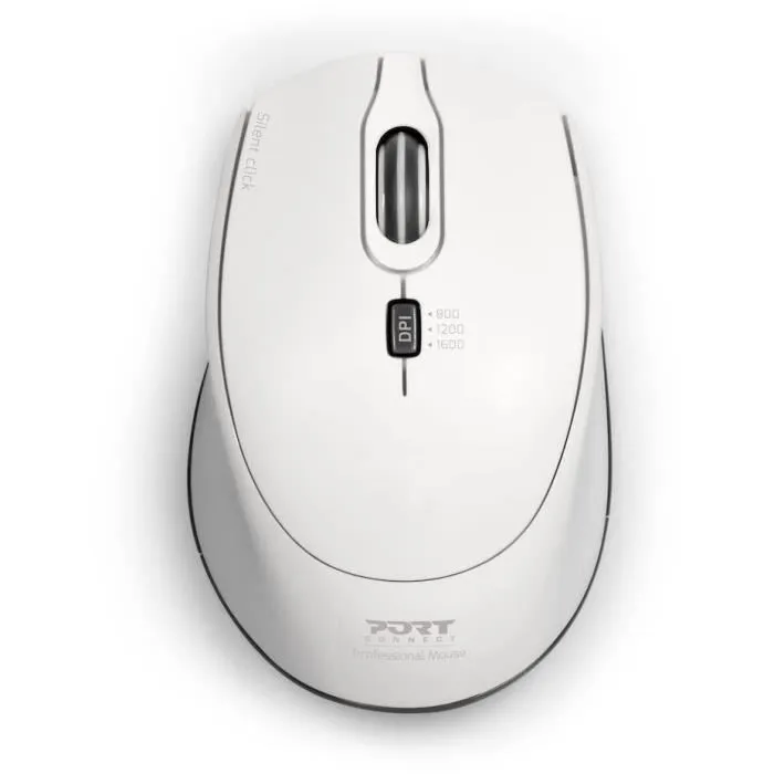 Port Designs Souris sans fil PORT Connect SILENT 2.4 GHz USB/USB-C Blanc - 1600 dpi, clics silencieux, souris optique