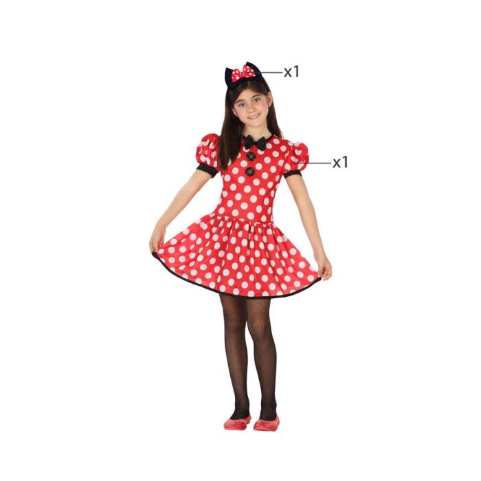 Déguisement Enfant Fille Souris avec Points Blancs pour 3-4 Ans - Diadème et Robe - Thème Fantaisie Déguisement Enfant Fille Souris avec Points Blancs pour 3-4 Ans - Diadème et Robe - Thème Fantaisie