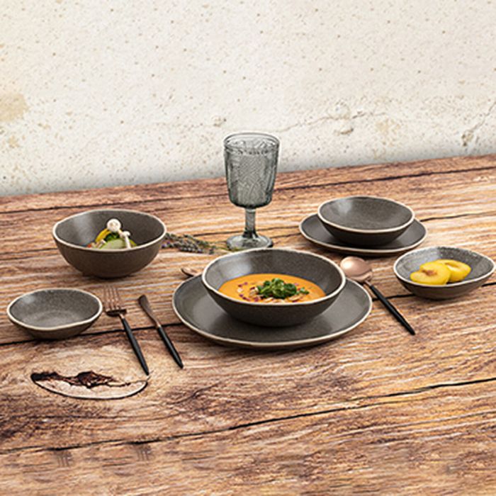 Assiette plate Bidasoa Gio Irrégulier Gris Céramique 26,5 cm (4 Unités) 6 Assiette plate Bidasoa Gio Irrégulier Gris Céramique 26,5 cm (4 Unités) 6