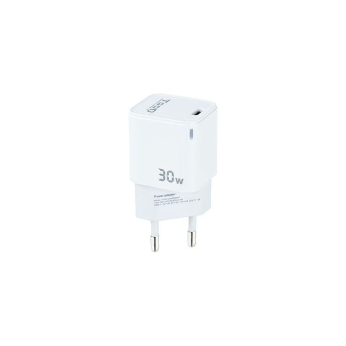 Chargeur mural TooQ Cargador de Pared GAN USB-C/PD 30W, Blanco Blanc 30 W