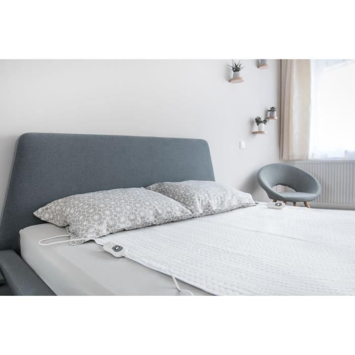 SENCOR SUB 2700WH - Couverture chauffante polaire, 160 x 140 cm, 120 W, 3 réglages de température, arrêt automatique, lavable, Blanc