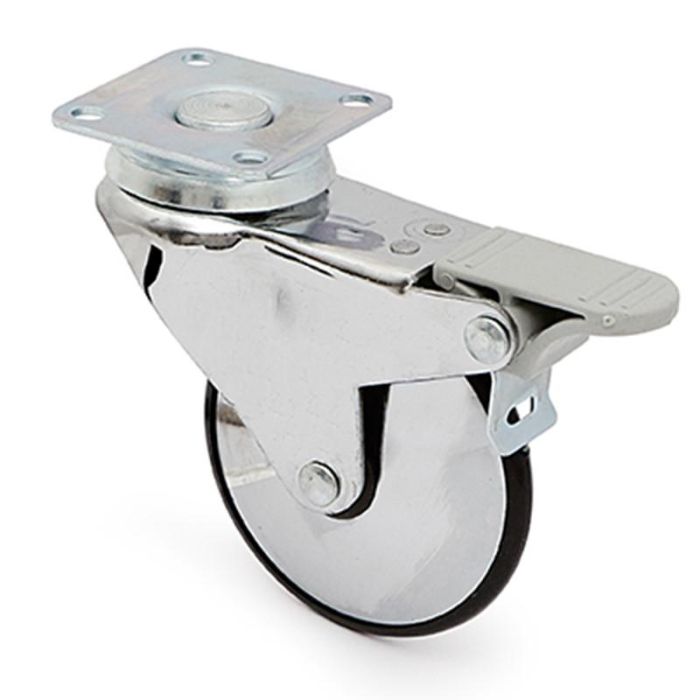 Rueda Giratoria Irony Aro De Goma Ø75 H101 Plástico Con Freno Q&Q 0 Rueda Giratoria Irony Aro De Goma Ø75 H101 Plástico Con Freno Q&Q 0