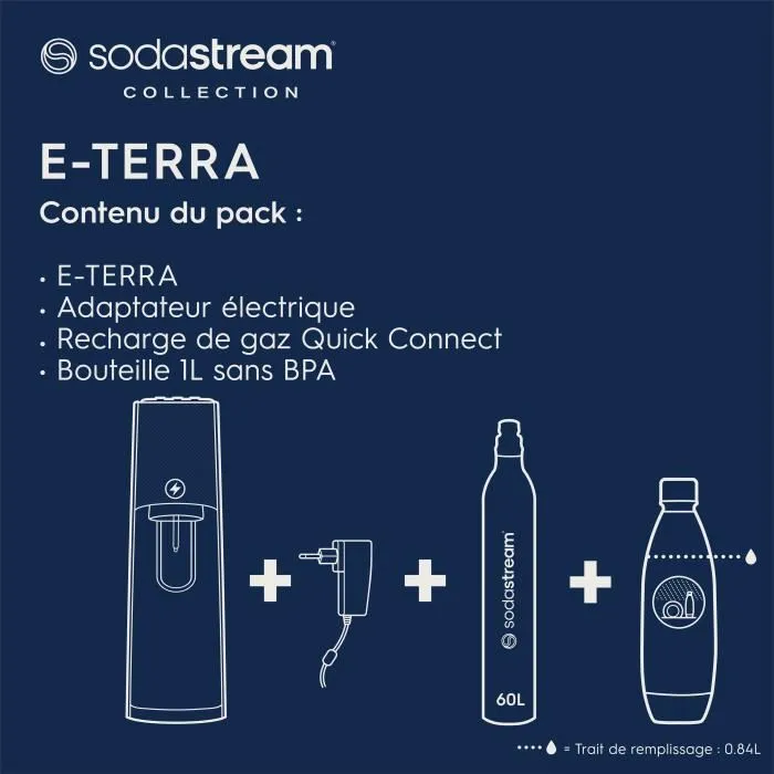 Sodastream E-TERRA Machine à eau gazeuse et soda Noir 1 bouteille 1 recharge de gaz 60L SOD7290116742786 3