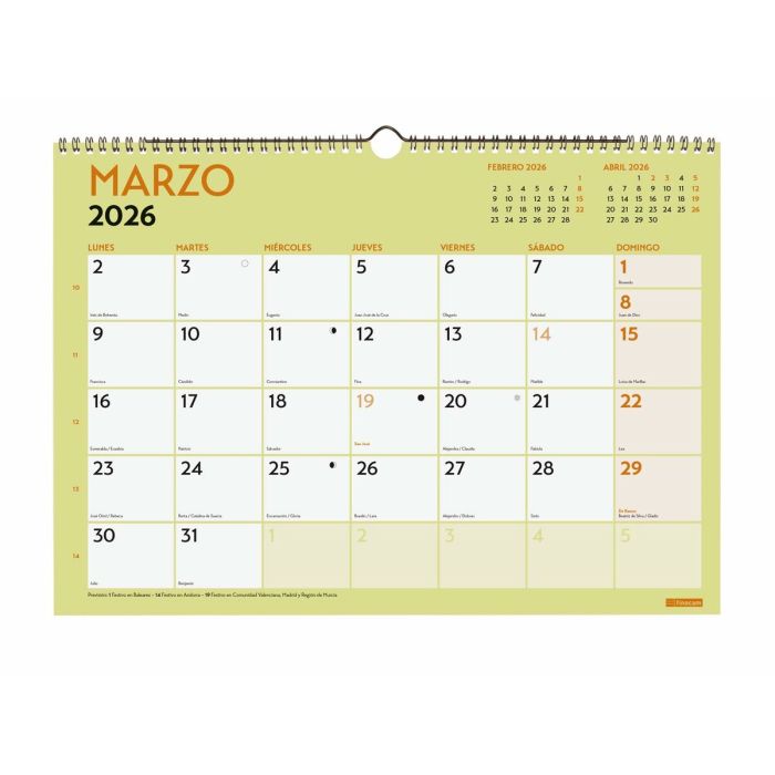 calendrier mural Finocam Multicouleur A3 Papier 1