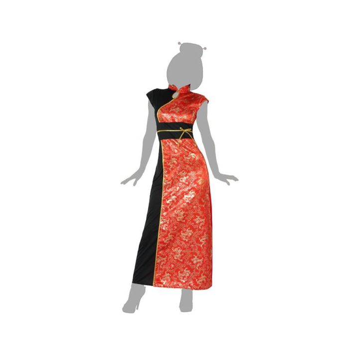 Déguisement Chinois Adulte Femme - Robe Rouge Longue Sans Manches en Polyester pour Carnaval, Fêtes et Événements - Taille M-L