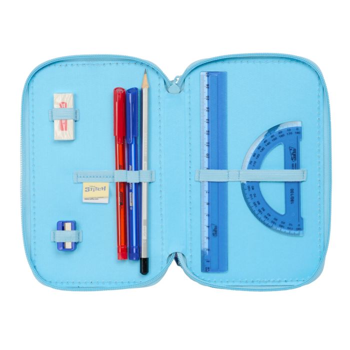 Pochette à crayons triple Lilo & Stitch Happy Bleu ciel 12,5 x 19,5 x 5,5 cm 37 Pièces 4