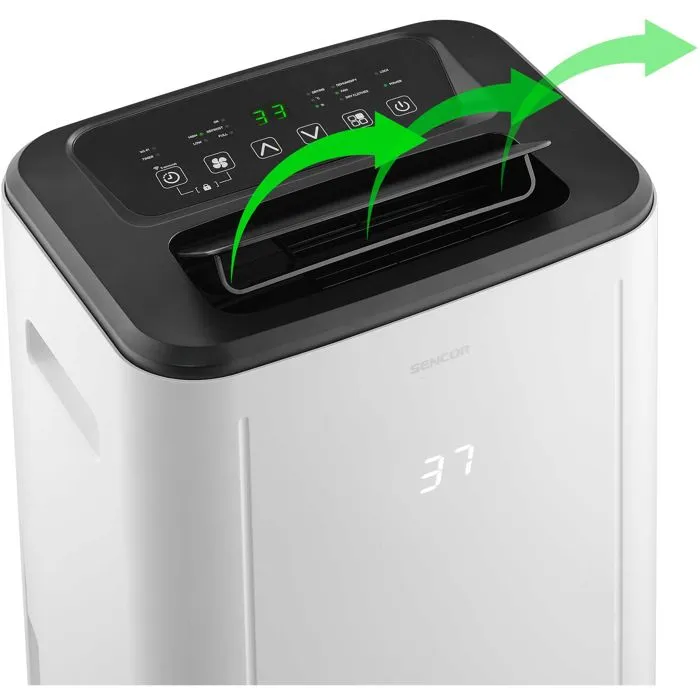Sencor SDH 3028WH - Déshumidificateur Intelligent Mobile 30 L Wi-Fi, Contrôle Application, 30 L/jour, Séchage Vêtements, 5-32 °C, Pour Pièces 30 à 89 m²