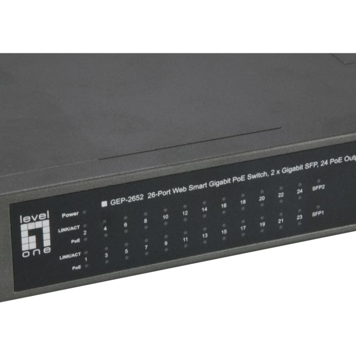 Switch 24x GE GEP-2652 2xGSFP 19" 370W 24xPoE+ 3