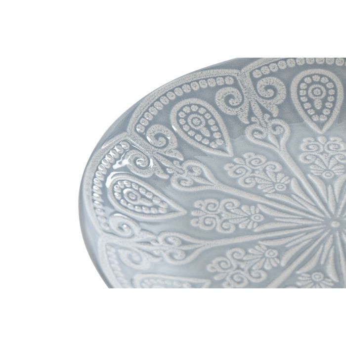 Service de vaisselle Home ESPRIT Bleu Grès Mandala Arabe 19,5 x 19,5 x 2 cm 4