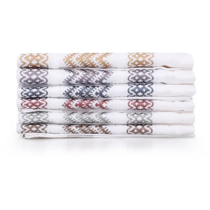 Ensemble de 6 serviettes de toilette en coton - 40 x 60 cm - Multicolore (Blanc, Marron, Jaune, Bleu, Violet, Gris) Ensemble de 6 serviettes de toilette en coton - 40 x 60 cm - Multicolore (Blanc, Marron, Jaune, Bleu, Violet, Gris)