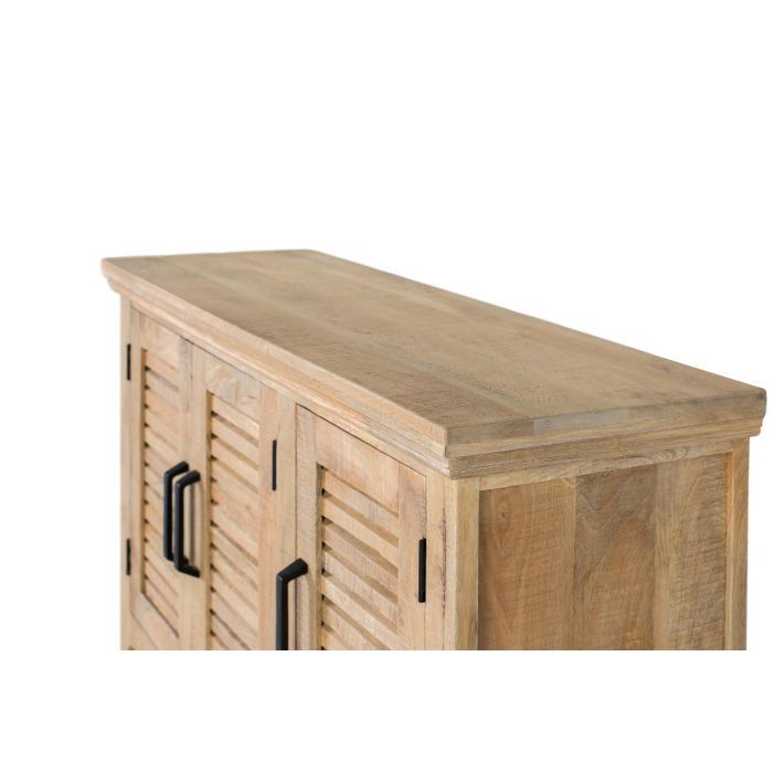 GINER Y COLOMER Buffet 3 portes et 2 tiroirs en bois de manguier, finition ton naturel - Structure robuste avec moulures et poignées en fer noir 3 GINER Y COLOMER Buffet 3 portes et 2 tiroirs en bois de manguier, finition ton naturel - Structure robuste avec moulures et poignées en fer noir 3