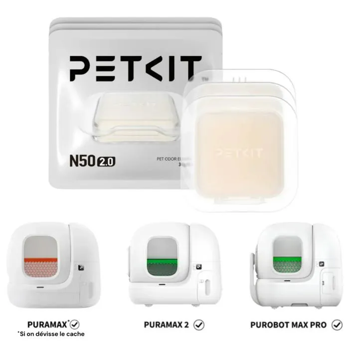 Petkit - Lot de 3 désodorisants pour litière automatique N50 2.0 - Neutraliseur d'odeurs longue durée pour bac à déchets Petkit - Lot de 3 désodorisants pour litière automatique N50 2.0 - Neutraliseur d'odeurs longue durée pour bac à déchets