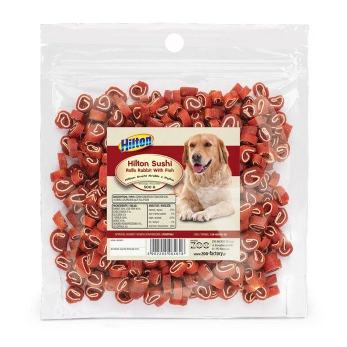 Snack pour chiens Hilton Sushi Rolls Poisson Morue Lapin 500 g