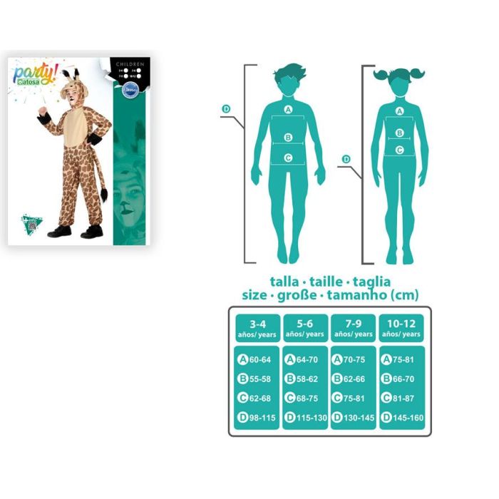 Déguisement girafe pour enfant marron unisexe 3-4 ans, 2 pièces
