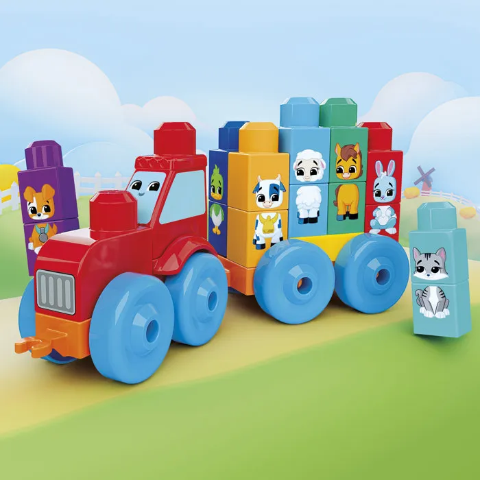 Mega Bloks JKG33 - Tracteur des animaux à construire - 30 pièces avec 8 animaux - Jeu de construction pour enfants dès 1 an et demi Mega Bloks JKG33 - Tracteur des animaux à construire - 30 pièces avec 8 animaux - Jeu de construction pour enfants dès 1 an et demi