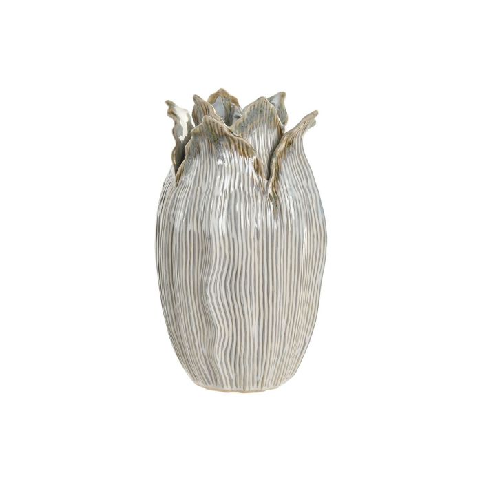 Vase Home ESPRIT Crème Céramique Feuille d'une plante 19 x 19 x 33 cm
