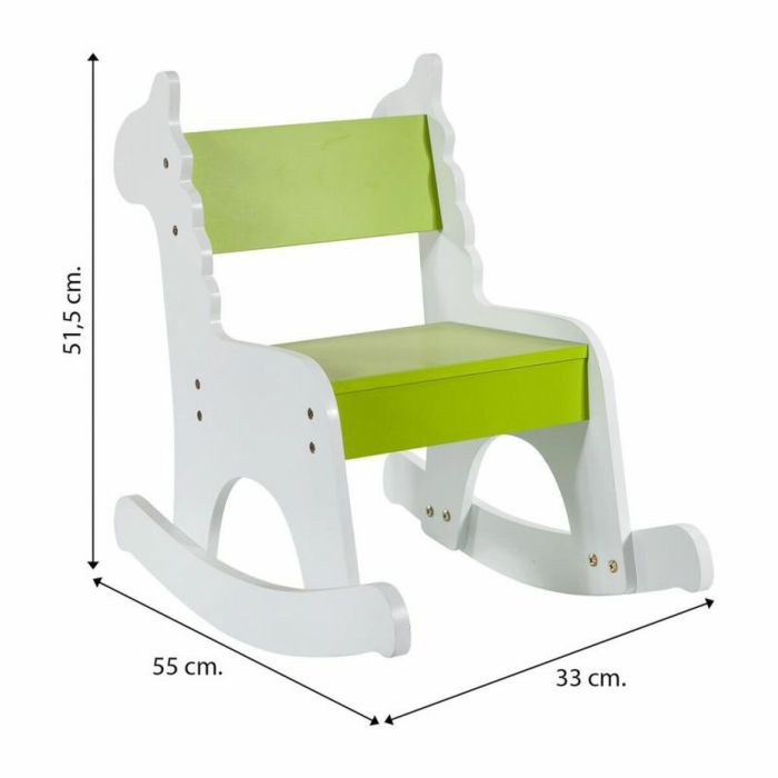 Chaise à bascule Alexandra House Living Blanc Vert Bois MDF 33 x 55 x 51,5 cm Enfant Girafe 1