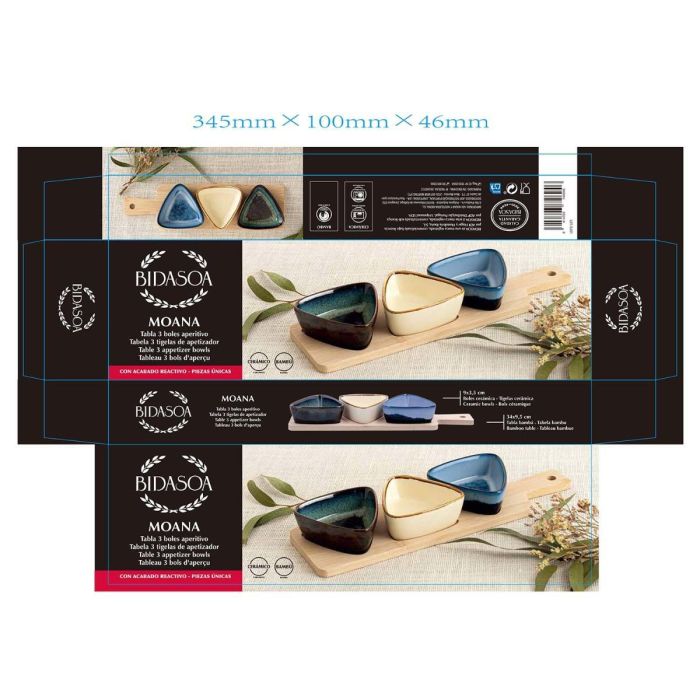 Tabla Aperitivo Bambú Cerámica Moana Bidasoa 34x9,5x4,5 cm 4