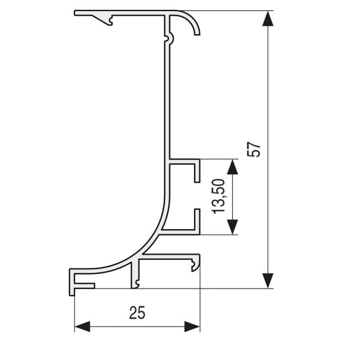 Perfil Aluminio Gola-J2 4M Acabados Antracita, Blanco, Negro, Plata Mate Acabado Negro Sc Herrajes 1