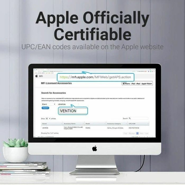 Câble Lightning Vention LABHD 50 cm (1 Unité) 1