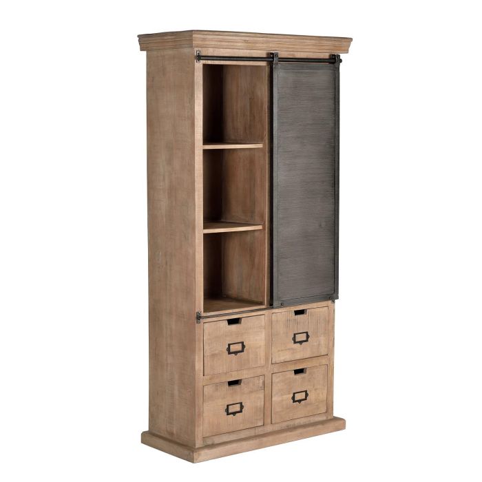 GINER Y COLOMER Buffet industriel en bois de manguier et métal, 4 tiroirs et 1 porte coulissante, couleur naturel, finition noyer foncé 0 GINER Y COLOMER Buffet industriel en bois de manguier et métal, 4 tiroirs et 1 porte coulissante, couleur naturel, finition noyer foncé 0