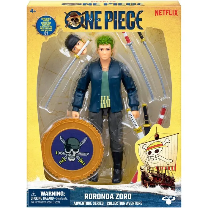 One Piece - Figurine articulée Zoro - 15 cm - 12 points d'articulation - Avec accessoires - Inspirée de l'adaptation Netflix - À partir de 4 ans