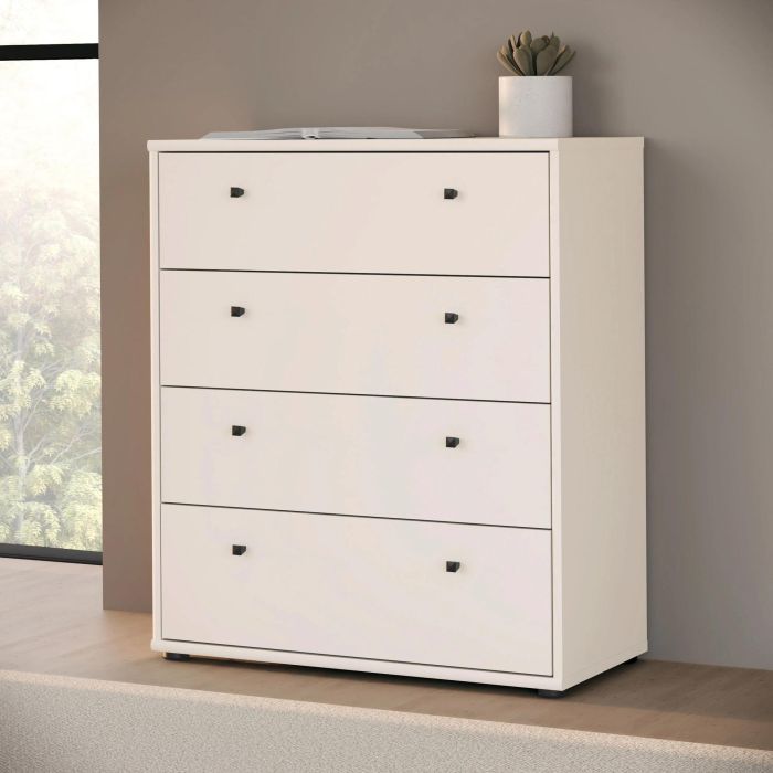 TEMPRA Commode 4 tiroirs - Couleur Sable - Design sobre - L 73,7 x P 34,8 x H 85,5 cm - Organisation chambre salon TEMPRA Commode 4 tiroirs - Couleur Sable - Design sobre - L 73,7 x P 34,8 x H 85,5 cm - Organisation chambre salon