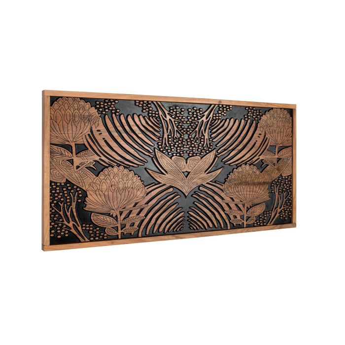 GINER Y COLOMER Tête de lit en bois massif d'acacia 166x81 cm, couleur naturelle et noir, avec nœuds et veines authentiques, livraison en 1 colis 1