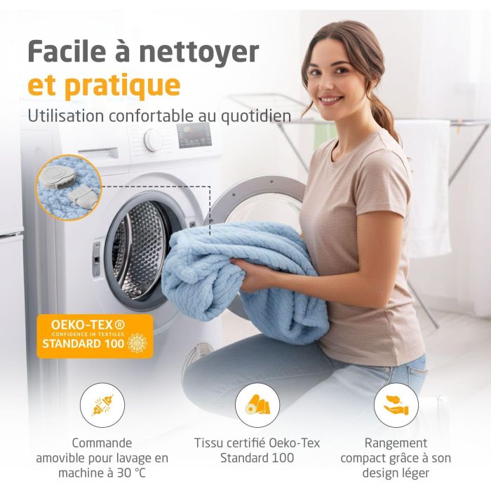 Couverture chauffante reversible - MEDISANA - HB 415 - 120 W - 9 réglages - 180 x 130 cm - Bleu 3 Couverture chauffante reversible - MEDISANA - HB 415 - 120 W - 9 réglages - 180 x 130 cm - Bleu 3