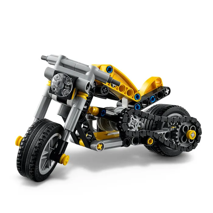 LEGO Technic 42225 - Moto de Construction Jaune - Jouet STEM avec Moteur 3 Pistons et Direction - Idée Cadeau pour Enfant