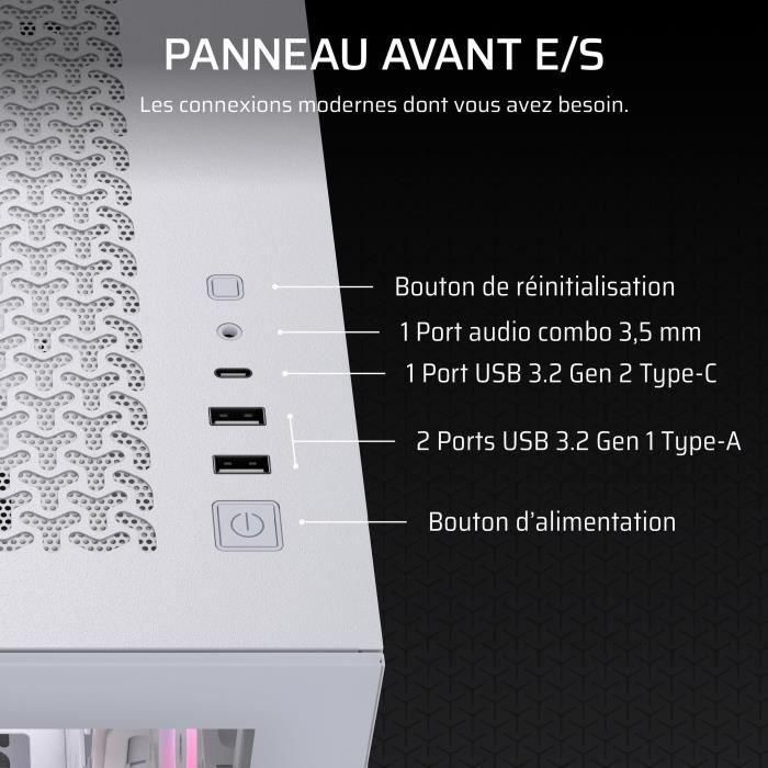 Boitier PC - CORSAIR - 3500X RSR ARGB Tempered Glass Mid-Tower - 3 ventilateurs ARGB a rotor inversé - Blanc 5