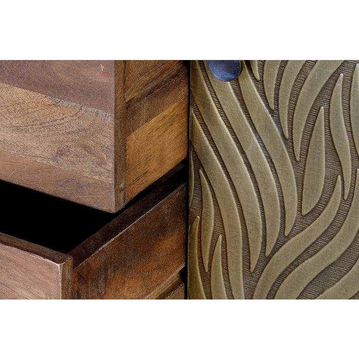 GINER Y COLOMER - Buffet en bois de manguier et laiton doré, 3 tiroirs et 2 portes, marron, 160 x 78 x 40 cm 3 GINER Y COLOMER - Buffet en bois de manguier et laiton doré, 3 tiroirs et 2 portes, marron, 160 x 78 x 40 cm 3
