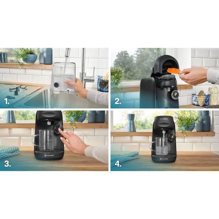 Bosch TASSIMO T16 Finesse - Machine à café et boissons chaudes 1400 W noir, fonction IntensityBoost, réservoir 0.7L, nettoyage automatique, plastique recyclé