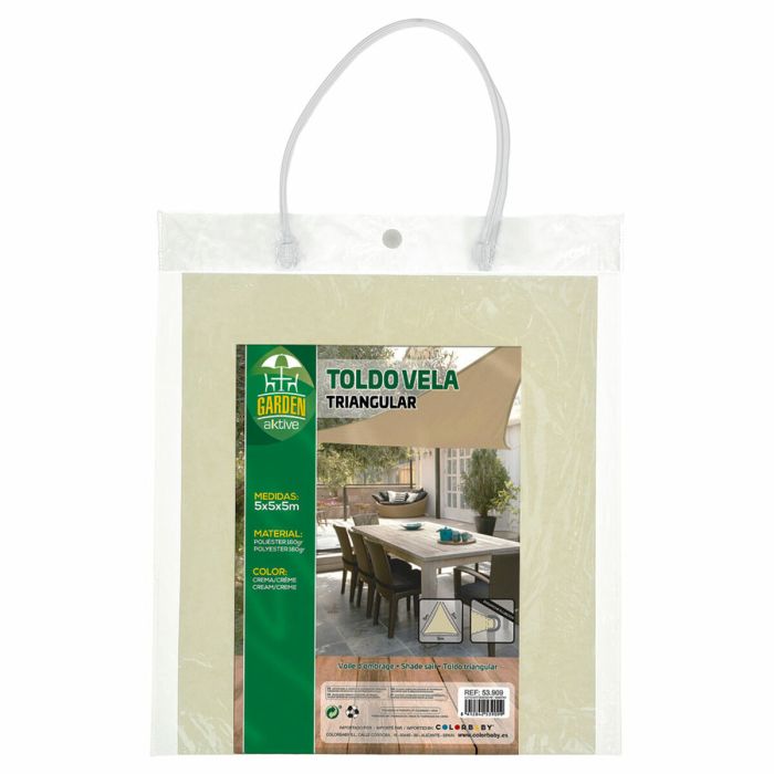 Voile d'ombrage Aktive Crème 500 x 0,3 x 500 cm Triangulaire (4 Unités) 1