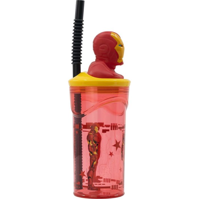 Verre avec Paille The Avengers Iron Man Rouge 3D 3