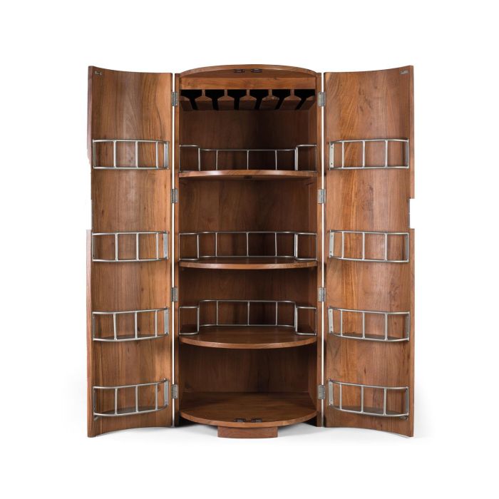 Buffet bar en acacia massif avec 2 portes - Couleur naturel - 190 cm de hauteur 2