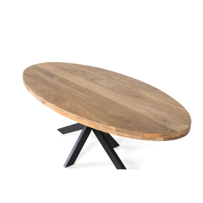 GINER Y COLOMER Table de Salle à Manger Ovale en Bois de Mango Massif et Métal Noir - Dimensions : 200 cm (Longueur), 71 cm (Hauteur) 2 GINER Y COLOMER Table de Salle à Manger Ovale en Bois de Mango Massif et Métal Noir - Dimensions : 200 cm (Longueur), 71 cm (Hauteur) 2