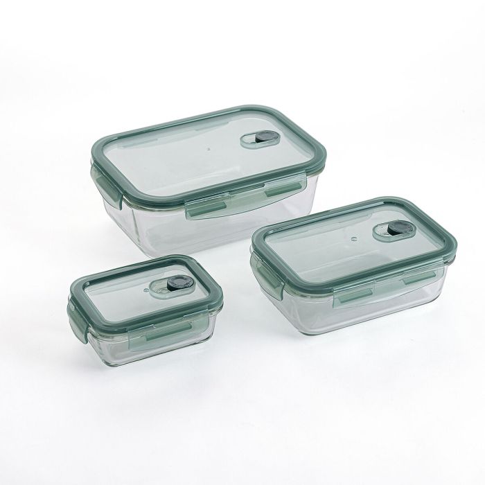 Ensemble de Boîtes à Lunch Quid Minimal Vert verre 330 ml 800 ml 1,8 L 3 Pièces 1