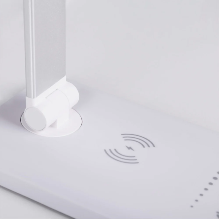 Lampe de Bureau LED avec Chargeur sans Fil 6W 420Lm CCT, Luminosité Réglable, Ports USB Multiples, Design Minimaliste 6