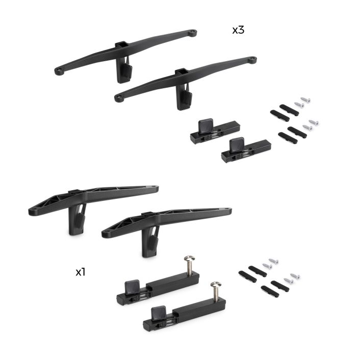 Emuca Kit de fixation pour 3 étagères en bois et 1 module pour structure Zero, Zamak, Peint en noir texturé 5
