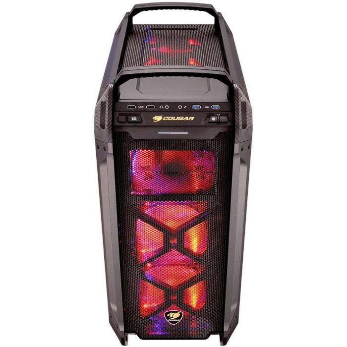 Cougar CGR-6AMKB-G - Boîtier PC Gaming Full-Tower Noir, Mesh, Verre Trempé, Support ATX/EATX/micro-ATX/Mini-ITX, Gestion des Câbles, 8 Slots, Refroidissement Avancé