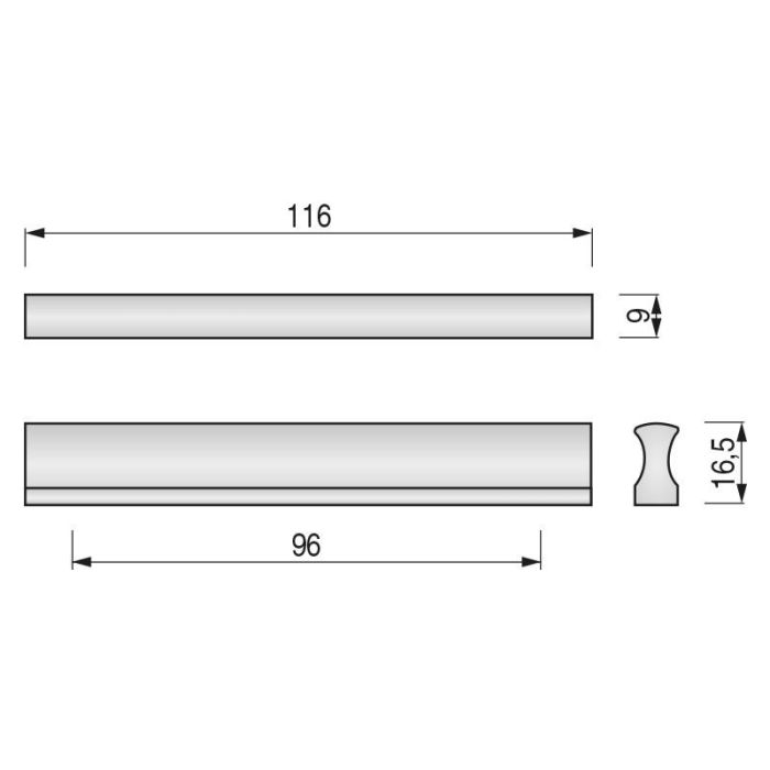 Tirador Aluminio Yokono Acabado Cromo Distancia 96 Herrajes Alk 1