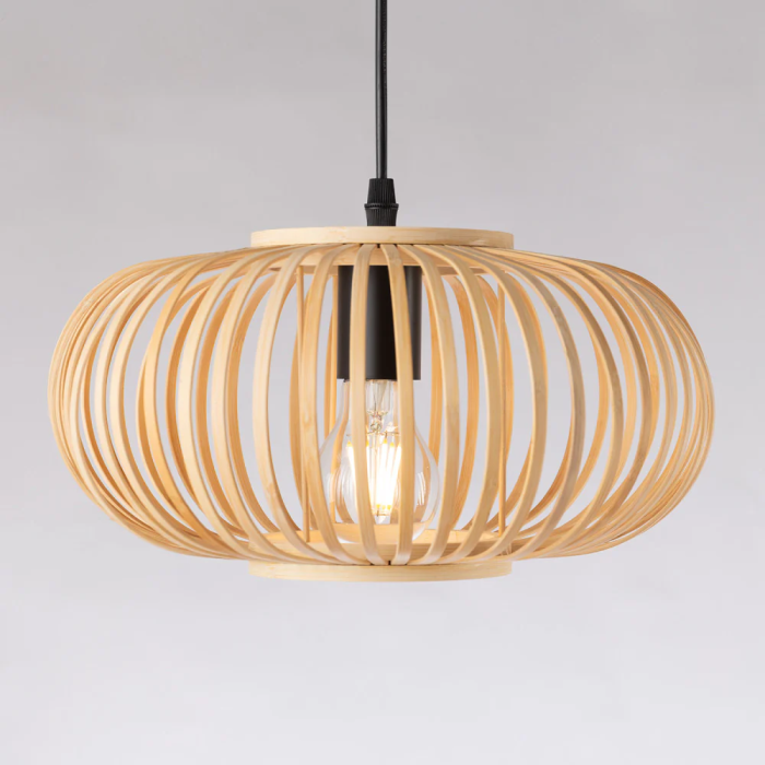 Lampe Suspendue Deo SKD-P80112 en Rotin avec Douille E27, Style Naturel Boho-Chic 0