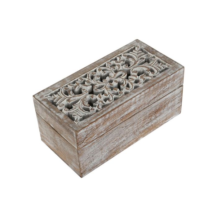Boîte à bijoux Home ESPRIT Blanc Naturel Bois de manguier (2 Pièces) 3