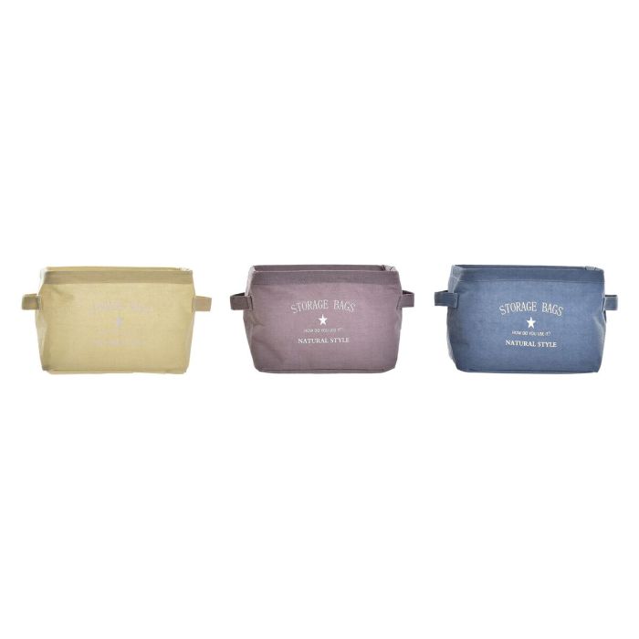 Panier DKD Home Decor Jaune Bleu Bordeaux Toile Moderne 20 x 16 x 15 cm (3 Unités)