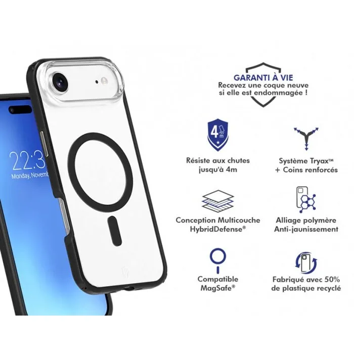 Force Case Coque FC Air Xtrem Frost MagSafe pour iPhone, Protection Premium Compatible MagSafe, Recyclée, Noir Force Case Coque FC Air Xtrem Frost MagSafe pour iPhone, Protection Premium Compatible MagSafe, Recyclée, Noir