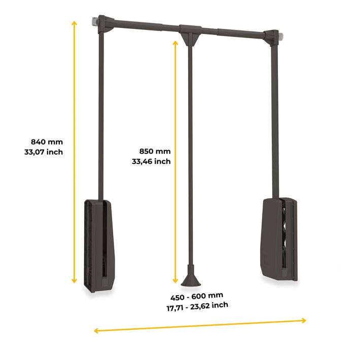 Emuca Penderie rabattable pour armoire Hang, 450 - 600, Peint en moka, Acier et Plastique. 7